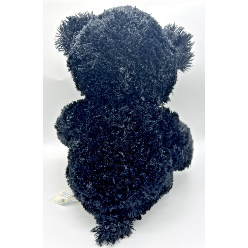 Plush Build A Bear Teddy Bear Black Fur - Smile Tan‎ Ears Feet And Snout 17" - Picture 6 of 12